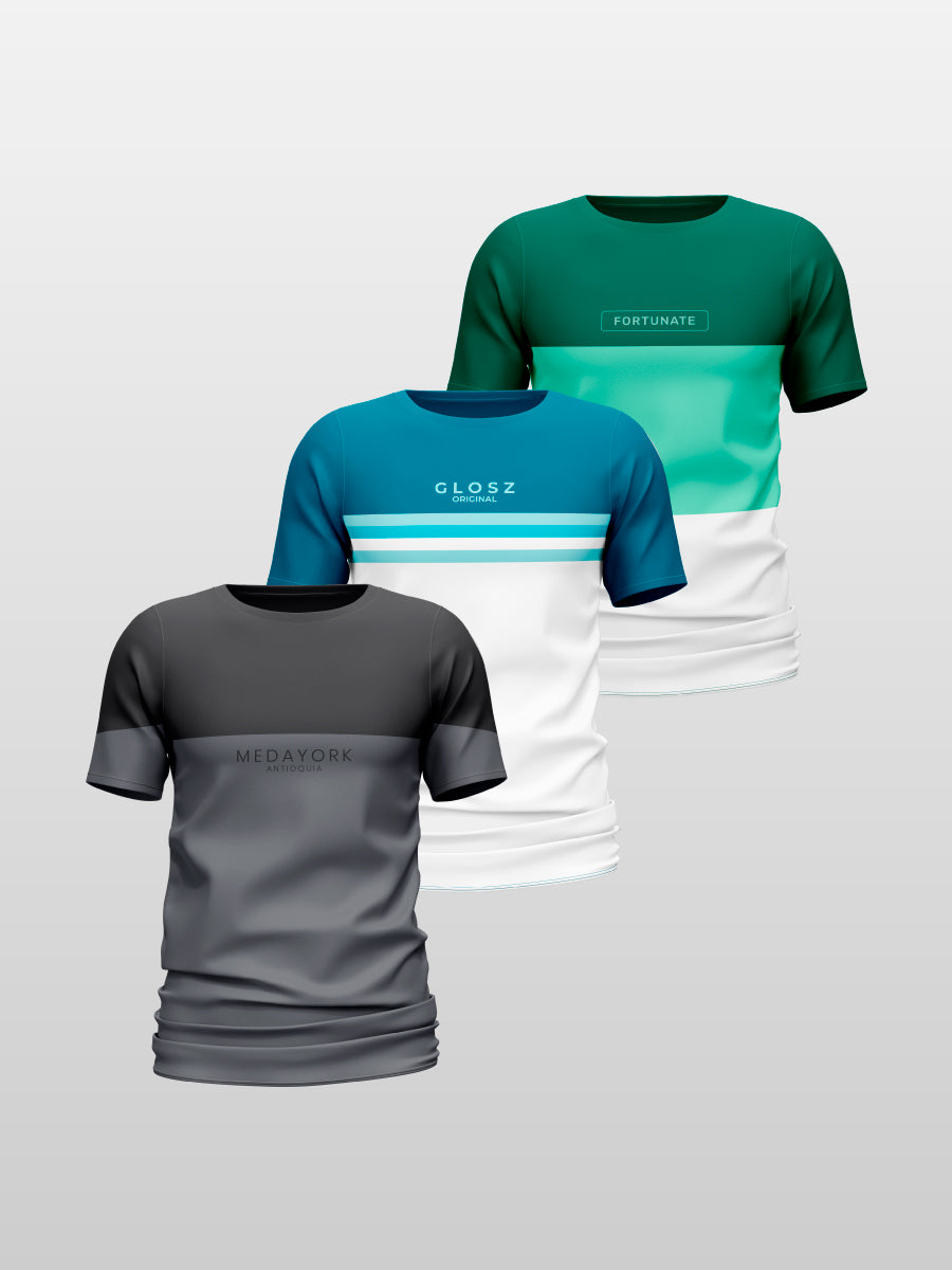 CAMISETA ESTAMPADA X 3 (P1 MEDAYORK, BLUEWAI, DUO GREEN)