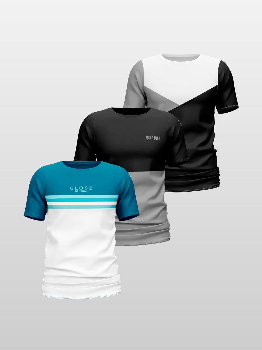 CAMISETA ESTAMPADA X 3 (P10 BLUEWAI, BIMODAL, TRICOLOR)