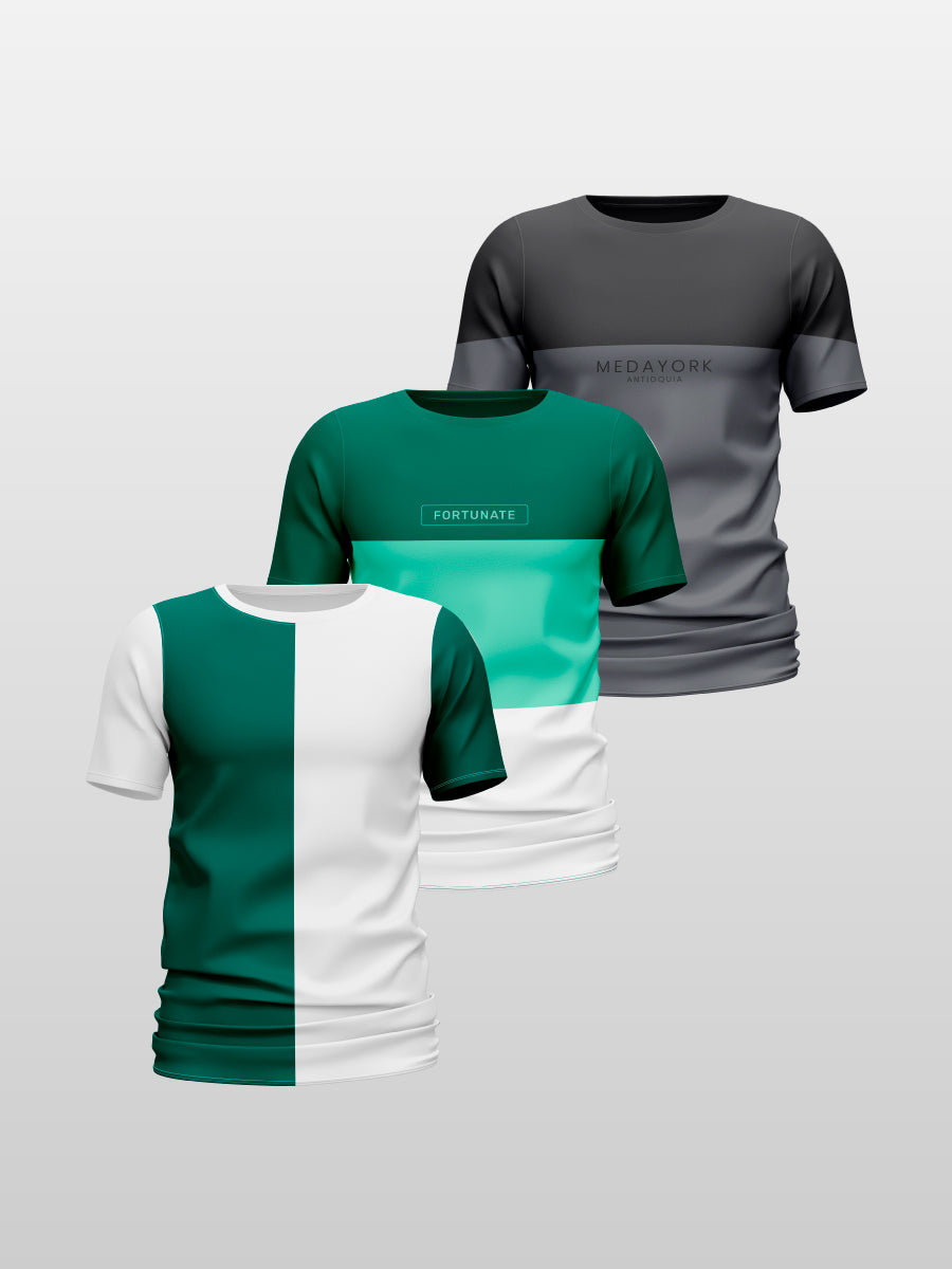 CAMISETA ESTAMPADA X 3 (P13 GREENWAI, DUOGREEN, MEDAYORK)