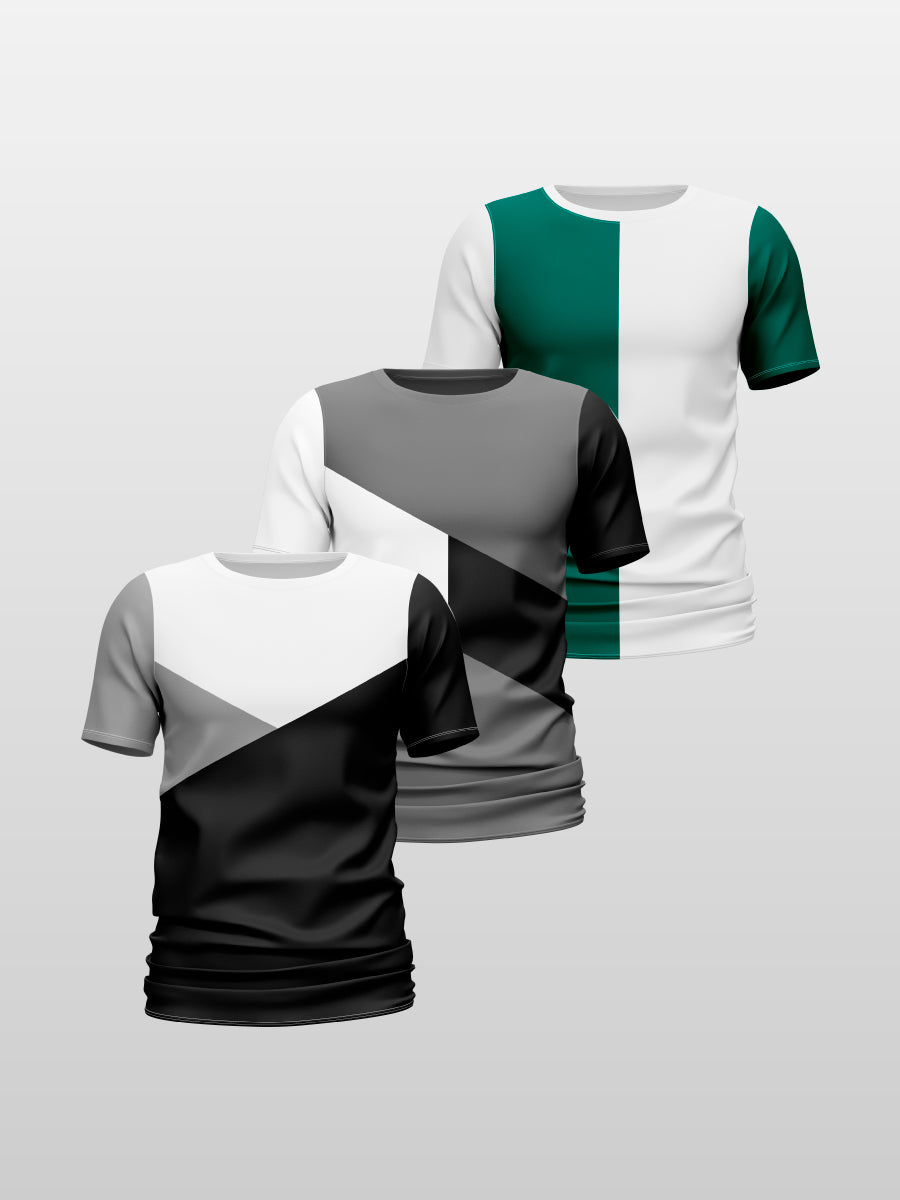 CAMISETA ESTAMPADA X 3 (P14 TRICOLOR, TRIBLANC, GREENWAI)