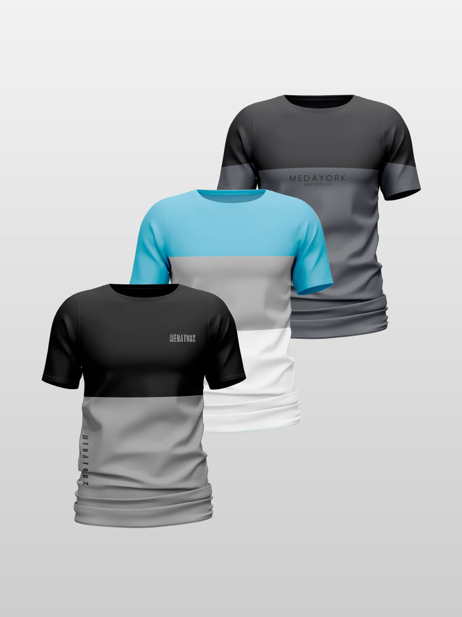 CAMISETA ESTAMPADA X 3 (P17 BIMODAL, GRAYWAI, MEDAYORK)