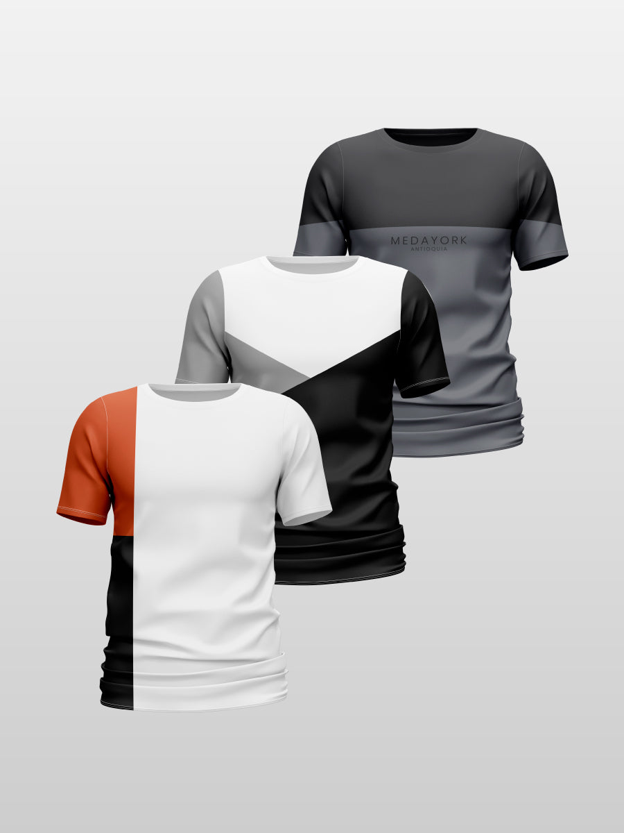 CAMISETA ESTAMPADA X 3 (P20 RENO, TRICOLOR, MEDAYORK)