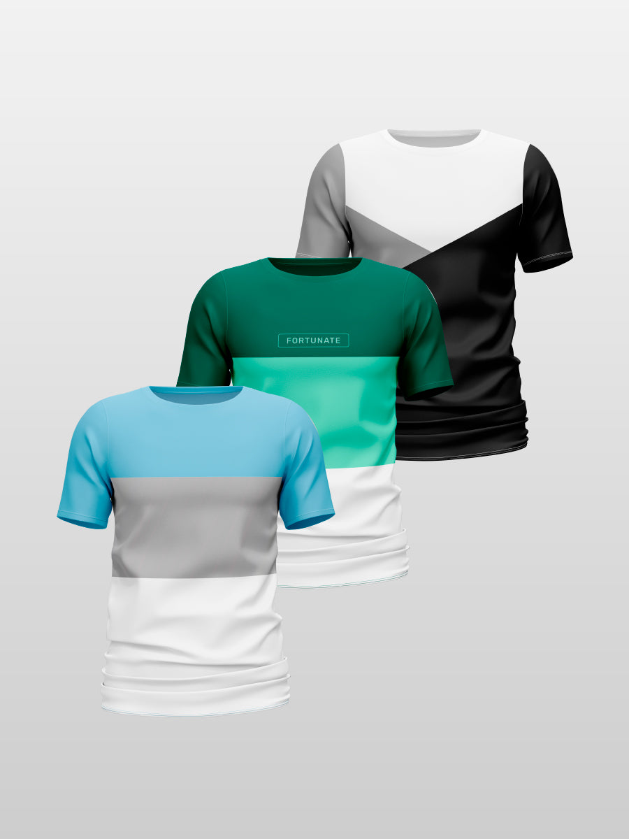 CAMISETA ESTAMPADA X 3 (P5 GRAYWAI, DUOGREEN, TRICOLOR)