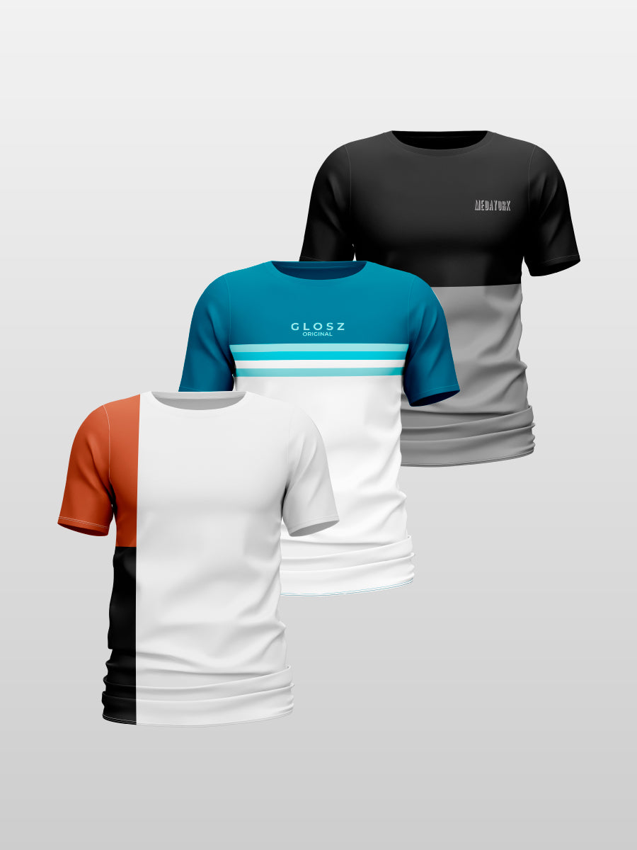 CAMISETA ESTAMPADA X 3 (P8 RENO, BLUEWAI, BIMODAL)